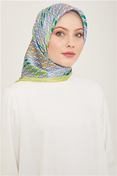 Armine Geometrik Desenli Twill İpek Eşarp 24Ya9144 37 55