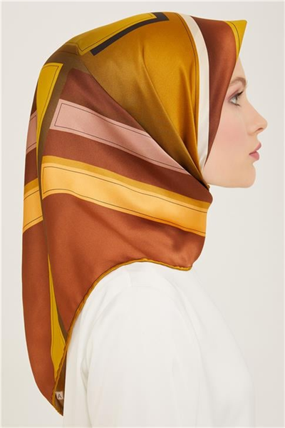 Armine Geometrik Desenli Twill İpek Eşarp 24Ya9122 55 56
