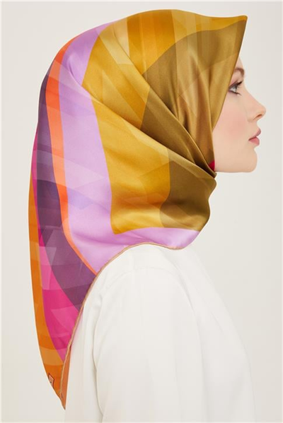 Armine Geometrik Desenli Twill İpek Eşarp 24Ya9137 55 02