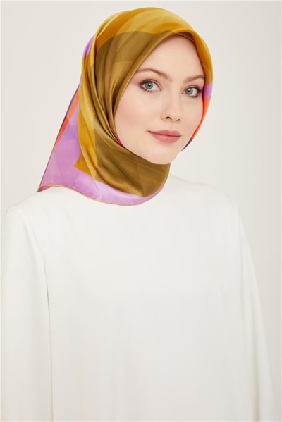 Armine Geometrik Desenli Twill İpek Eşarp 24Ya9137 55 02