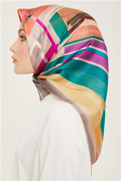 Armine Geometrik Desenli Twill İpek Eşarp 24Ya9147 36 06