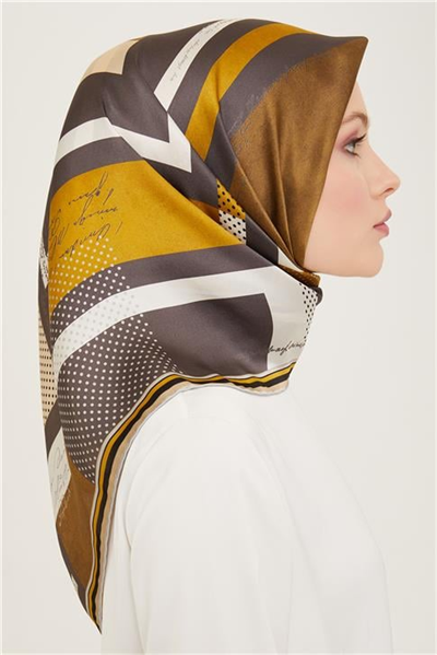 Armine Geometrik Desenli Twill İpek Eşarp 24Ya9138 2 34