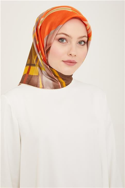 Armine Geometrik Desenli Twill İpek Eşarp 24Ya9147 36 32