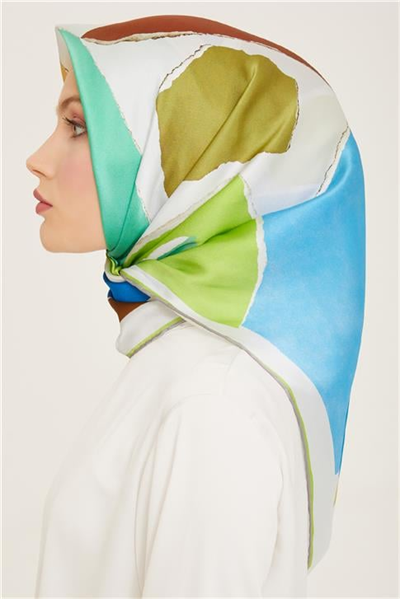 Armine Geometrik Desenli Twill İpek Eşarp 24Ya9125 83 34