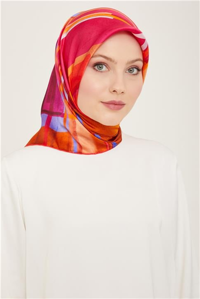 Armine Geometrik Desenli Twill İpek Eşarp 24Ya9147 36 50