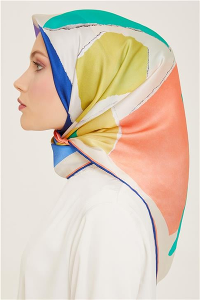 Armine Geometrik Desenli Twill İpek Eşarp 24Ya9125 83 03