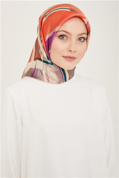 Armine Geometrik Desenli Twill İpek Eşarp 24Ya9147 36 06