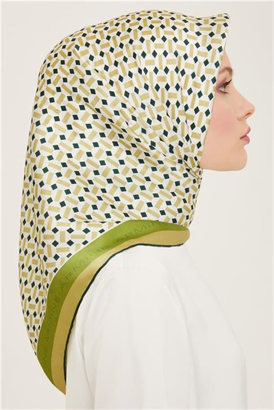 Armine Geometrik Desenli Twill İpek Eşarp 24Ya9151 4 50