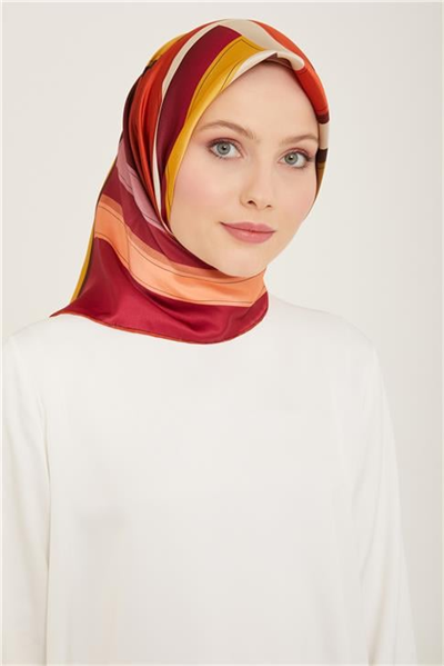 Armine Geometrik Desenli Twill İpek Eşarp 24Ya9122 55 55