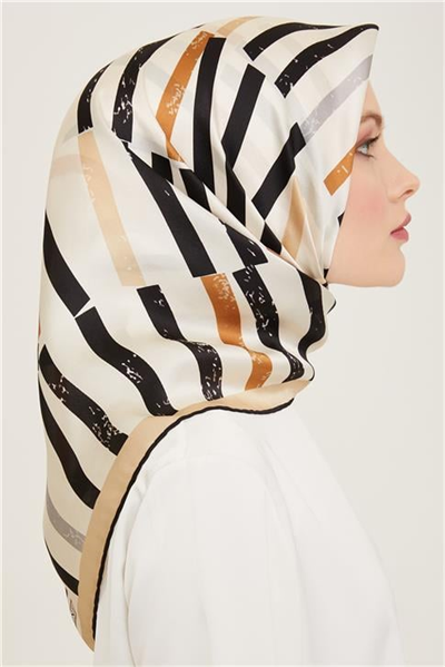 Armine Geometrik Desenli Twill İpek Eşarp 24Ya9101 2 84