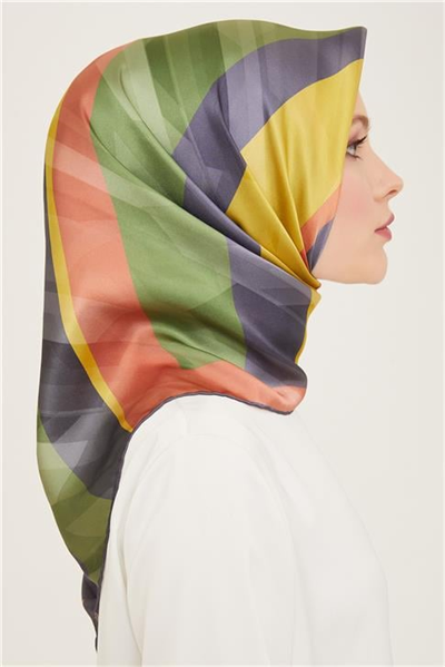 Armine Geometrik Desenli Twill İpek Eşarp 24Ya9137 55 05