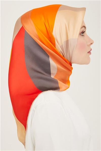 Armine Geometrik Desenli Twill İpek Eşarp 24Ya9148 31 82