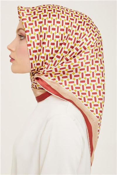 Armine Geometrik Desenli Twill İpek Eşarp 24Ya9151 4 53