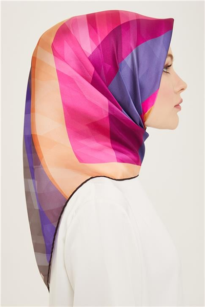 Armine Geometrik Desenli Twill İpek Eşarp 24Ya9137 55 34