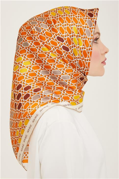 Armine Geometrik Desenli Twill İpek Eşarp 24Ya9144 37 34