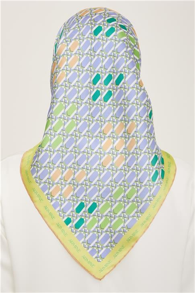 Armine Geometrik Desenli Twill İpek Eşarp 24Ya9144 37 55
