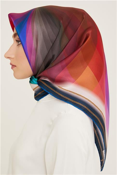 Armine Geometrik Desenli Twill İpek Eşarp 24Ya9113 34