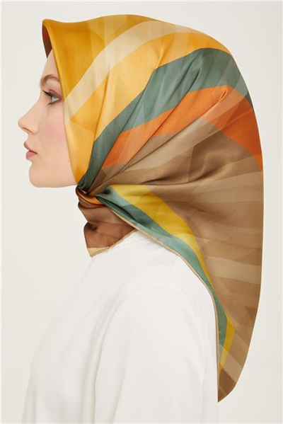 Armine Geometrik Desenli Twill İpek Eşarp 24Ya9137 55 01
