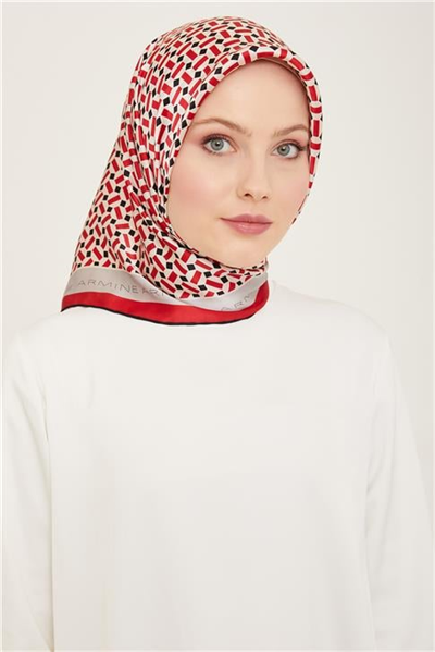 Armine Geometrik Desenli Twill İpek Eşarp 24Ya9151 4 31