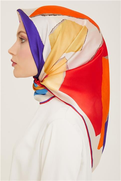 Armine Geometrik Desenli Twill İpek Eşarp 24Ya9125 83 04