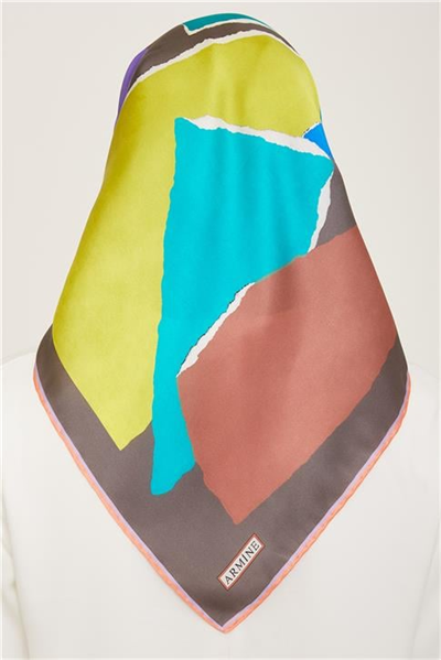 Armine Geometrik Desenli Twill İpek Eşarp 24Ya9125 83 53