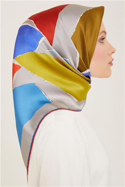 Armine Geometrik Desenli Twill İpek Eşarp 24Ya9125 83 54