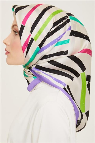Armine Geometrik Desenli Twill İpek Eşarp 24Ya9101 2 04