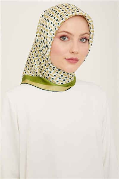 Armine Geometrik Desenli Twill İpek Eşarp 24Ya9151 4 50