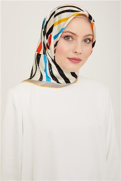 Armine Geometrik Desenli Twill İpek Eşarp 24Ya9101 2 09
