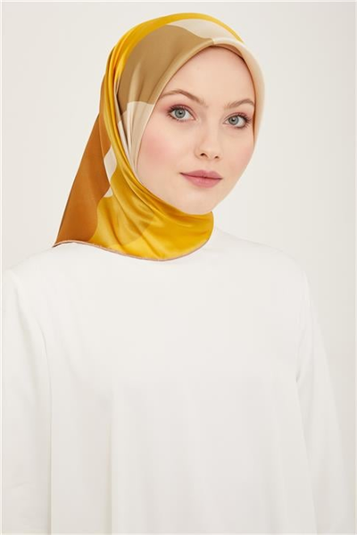 Armine Geometrik Desenli Twill İpek Eşarp 24Ya9148 31 52