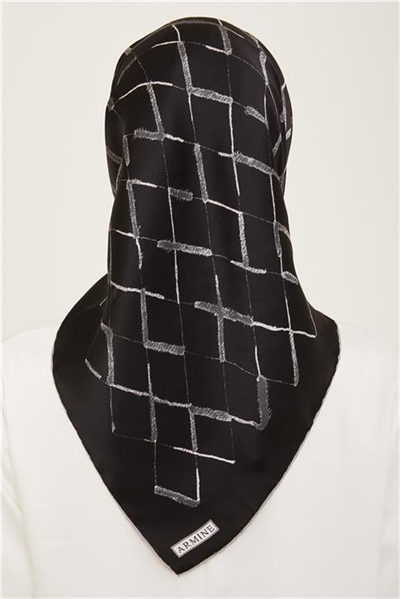 Armine Geometrik Desenli Twill İpek Eşarp 24Ya9162 33