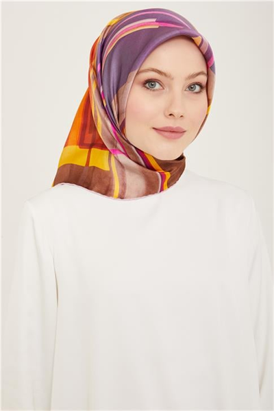 Armine Geometrik Desenli Twill İpek Eşarp 24Ya9147 36 36