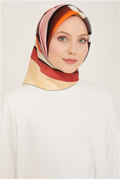 Armine Geometrik Desenli Twill İpek Eşarp 24Ya9122 55 39