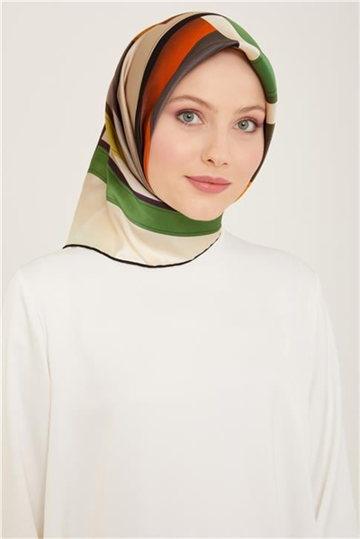 Armine Geometrik Desenli Twill İpek Eşarp 24Ya9122 55 33