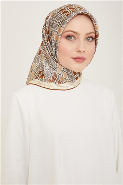 Armine Geometrik Desenli Twill İpek Eşarp 24Ya9144 37 50