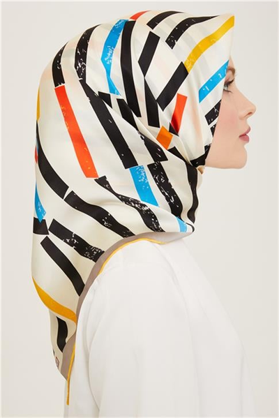 Armine Geometrik Desenli Twill İpek Eşarp 24Ya9101 2 09