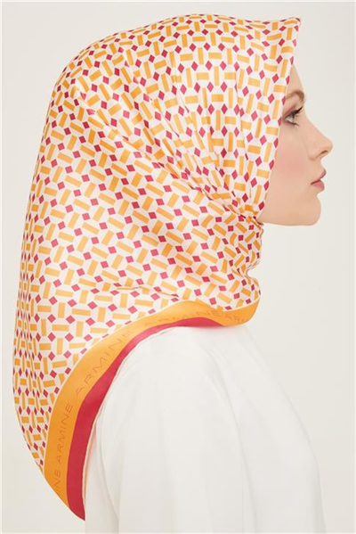 Armine Geometrik Desenli Twill İpek Eşarp 24Ya9151 4 52
