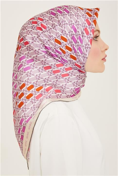 Armine Geometrik Desenli Twill İpek Eşarp 24Ya9144 37 36