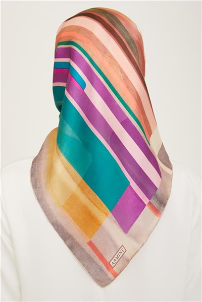Armine Geometrik Desenli Twill İpek Eşarp 24Ya9147 36 06