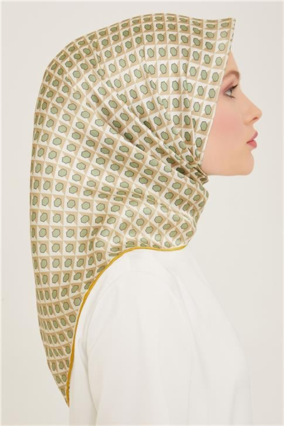 Armine Geometrik Desenli Twill İpek Eşarp 24Ya9109 53 33