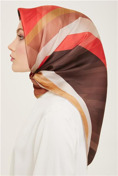 Armine Geometrik Desenli Twill İpek Eşarp 24Ya9137 55 06
