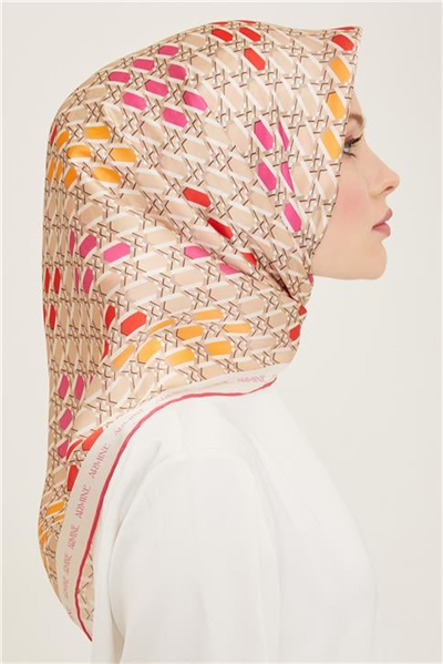 Armine Geometrik Desenli Twill İpek Eşarp 24Ya9144 37 32