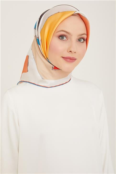 Armine Geometrik Desenli Twill İpek Eşarp 24Ya9125 83 05