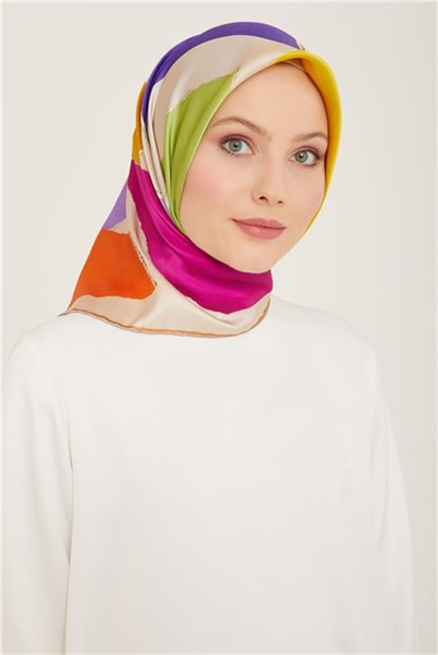 Armine Geometrik Desenli Twill İpek Eşarp 24Ya9125 83 32