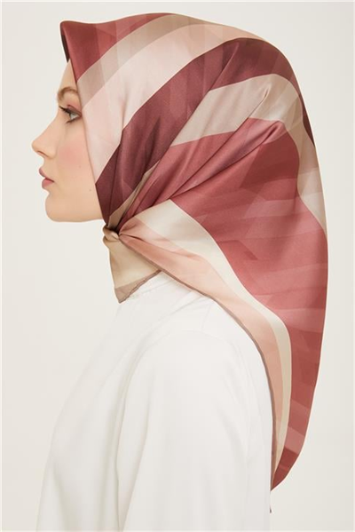 Armine Geometrik Desenli Twill İpek Eşarp 24Ya9137 55 07