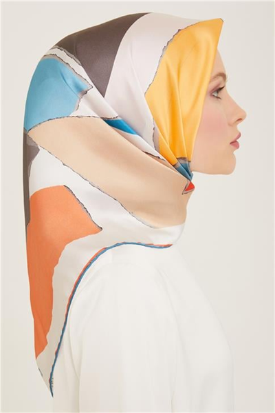 Armine Geometrik Desenli Twill İpek Eşarp 24Ya9125 83 05