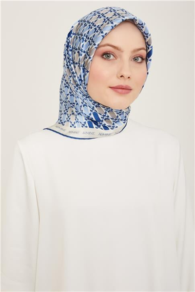 Armine Geometrik Desenli Twill İpek Eşarp 24Ya9144 37 81