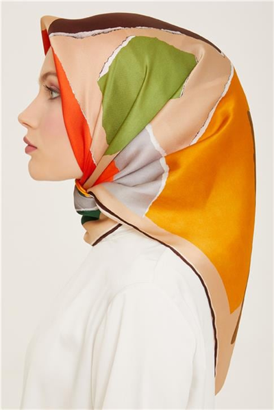 Armine Geometrik Desenli Twill İpek Eşarp 24Ya9125 83 81