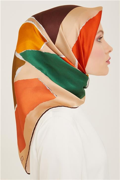 Armine Geometrik Desenli Twill İpek Eşarp 24Ya9125 83 81