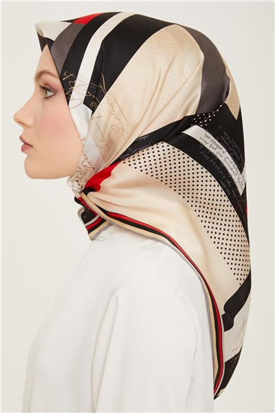 Armine Geometrik Desenli Twill İpek Eşarp 24Ya9138 2 35